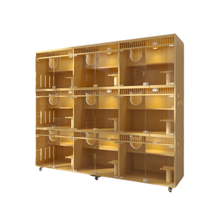 İç mekan kullanımı için şeffaf cepheli Premium büyük modüler ahşap kedi evi - Product Image 1