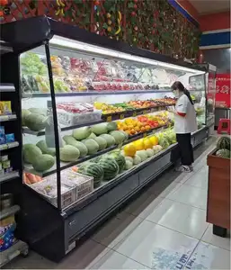 Preço de fábrica refrigerador comercial multi-deck com cortina de ar aberto vertical para frutas