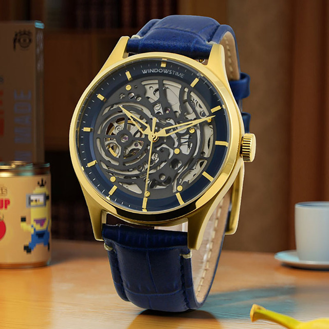OEM Men's Luxury Iced Skeleton Stainless Steel Leather Strap Waterproof Custom Automatic Mechanical Watch