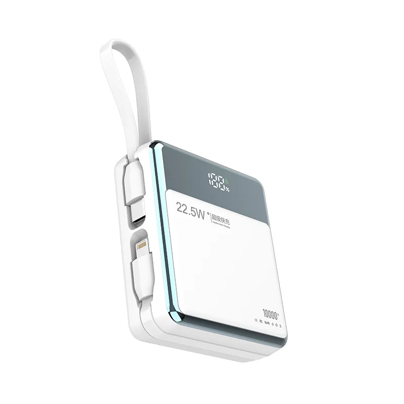 Wisdom-Tech batterie externe avec câble de charge Capacité de 10000mAh Matériau de placage plus portable Pratique pour la banque d'alimentation extérieure