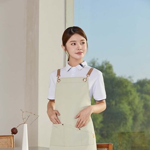 Cross Strap Canvas Apron Top Polyester One Size Fits All For Restaurant Bar Workwear - Product Image 2