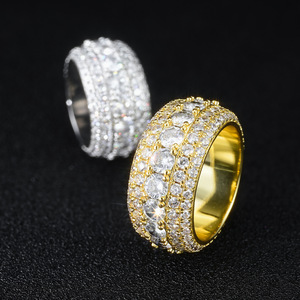 VVS 5 <span class=keywords><strong>rows</strong></span> moissanite Vòng unisex rắn 925 Bạc moissanite Pinky Hip hop vòng hip-hop đồ trang sức - Product Image 1