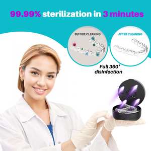 Étui de rétention électrique <span class=keywords><strong>UV</strong></span> réutilisable, tue 99,9 % des bactéries, avec nettoyage rapide en 3 minutes pour appareils dentaires, rétention, bijoux, écouteurs - Product Image 6