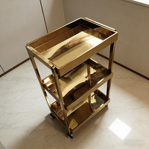 Salon <b>Trolley</b> Cart Professional Rolling Beauty Barber Storage Organizer Gold Mobile Hair <b>Tool</b> Equipment Rack With Wheels - Product Image 6