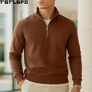 Custom Fleece Mock Neck Sweatshirt Men Heavyweight Quarter Zip <b>Jumper</b> Men'S Hoodies & Sweatshirts Clothing Manufacturers Bulk - Product Image 2