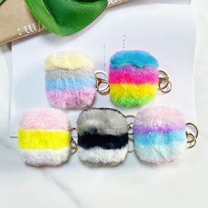 เคส AirPods ลายรุ้งขนปุยแบบขายส่ง TPU+ขนปุย น่ารักและกันกระแทก เคส AirPods ขนปุยไล่สี - Product Image 3
