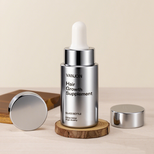 Pot de conditionneur de <span class=keywords><strong>cheveux</strong></span> en verre vide de luxe de 150ml en argent galvanisé flacon compte-gouttes personnalisé de 60ml pour les suppléments de croissance des <span class=keywords><strong>cheveux</strong></span> - Product Image 3