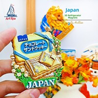 L'âme poétique d'une personne chinoise, aimants de réfrigérateur en forme de biscuit japonais simulé, autocollants magnétiques 3D, souvenir de voyage, décoration pour la maison