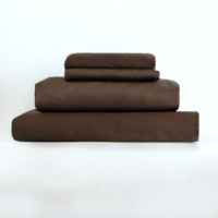 Ensemble de draps ajustés en coton 100% 400TC avec logo personnalisé, taille Queen et King, couleur chocolat, luxe premium, ensemble de literie moderne confortable 4 pièces