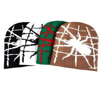 Bonnet en tricot jacquard Y2K motif toile d'araignée, style gothique vieilli, avec graphique araignée, unisexe, streetwear hip-hop, chaud et extensible pour l'hiver