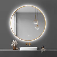 Miroirs circulaires de grande taille à LED bleus, miroir à LED pour salle de bain, miroir mural intelligent à LED avec lumières