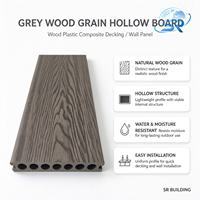 Planche de terrasse WPC 150x23mm à trous ronds creux, composite bois-plastique, revêtement de sol extérieur pour patio, jardin, terrasse