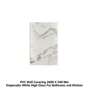 Pannello 3D Moderno Impermeabile in PVC Bianco Emperador Lucido 2600x540x3mm per Rivestimento Pareti di Appartamenti, Cucine e Soggiorni - Product Image 3