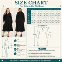 Robe midi élégante en coton et élasthanne tricoté, coupe trapèze, 280 GSM, opaque, grande taille, col polo, manches longues, pour femme, hiver, personnalisable avec logo OEM