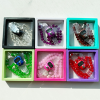 Regalos Musulmanes para Ramadán, 99 Cuentas de Vidrio para Oración, Contador de Dedos con Caja, Rosario Tasbih Islámico, Regalos para Bodas y Festividades