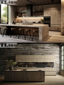 Armários de Cozinha de Design Moderno e Compacto, Carcaça em MDF, Painel de Porta Laqueado, Folheado de Madeira, Torneira de Acrílico, Pia, Dobradiça e Corrediça de Gaveta - Product Image 3