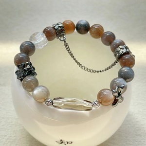 Cristal de roca negro natural y pulsera de cristal de piedra solar joyería de moda de cristal curativo para regalos - Product Image 2