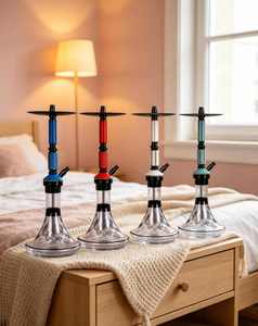 Set de Hookah Transparente con Base de Vidrio y Aluminio, Pipa de Metal para Tabaco con Bandeja para Cenador o Bar - Product Image 3