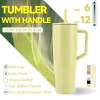 Gobelet à café isotherme portable de 40 oz en acier inoxydable à double paroi, sans BPA, avec brosse de nettoyage pour le camping et le bureau