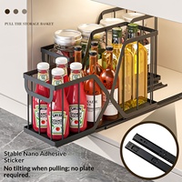 Étagère en métal multifonctionnelle à double niveau pour le rangement des épices de cuisine, sans installation