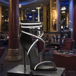 Escarpins à <span class=keywords><strong>talon</strong></span> aiguille à bout ouvert grande taille personnalisés OEM talons hauts en strass caoutchouc/PU sandales à talons pour femmes pour l'été - Product Image 5