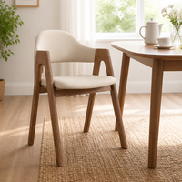 Chaise de salle à manger moderne en cuir PU avec cadre en bois d'hévéa, chaise d'appoint en bois avec accoudoirs pour la maison, le restaurant et la cuisine
