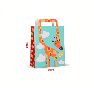 Sacchetto regalo in carta 22x12cm con stampa giraffa per bomboniere per feste per bambini - Product Image 1
