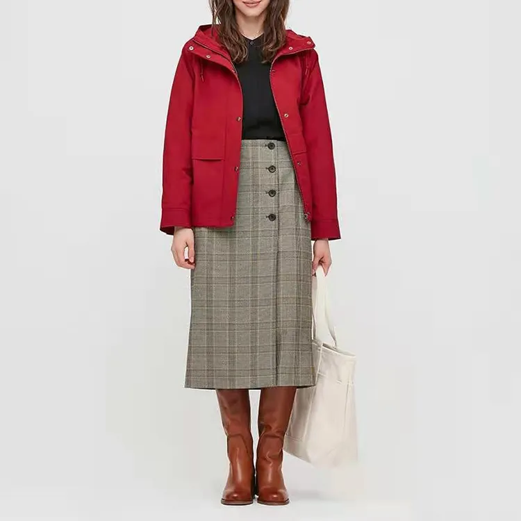 2022 Winter Fashion Korean Style Retro Plaid Literary Thin Girls Lady Pencil Skirt Skinny Long Skirt