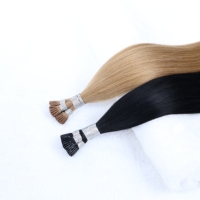 Extensions de cheveux humains à cuticules alignées, à pointe en I, lisses, avec capsules de kératine