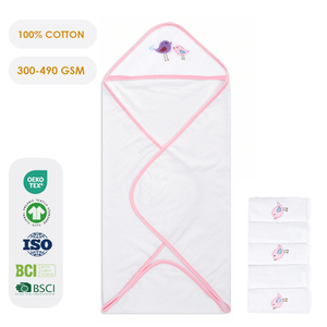 Serviette de bain à capuche pour bébé en coton pur, broderie animale, douce pour les peaux sensibles, certifiée OEKO-TEX, utilisation en chambre et en salle de bain - Product Image 1
