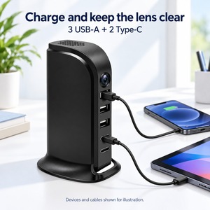 Estación de Carga USB con Cámara y 3 Puertos USB A y 2 Puertos Tipo C para Visualización Tuya en 1080P - Product Image 6