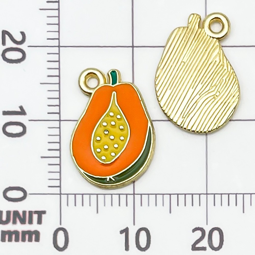 Une papaye orange avec de l'huile dégoulinante (17*12*1mm) - 0,8g - 24397