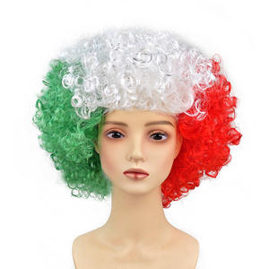 <span class=keywords><strong>Peluca</strong></span> de Fibra de Proteína con Rizos Afro Kinky Colorida para Fiestas, para Fanáticos del Fútbol - Product Image 5