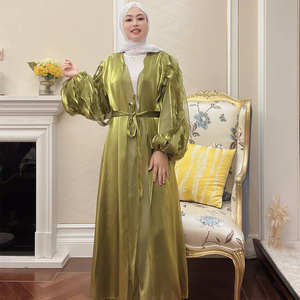 2022 नवीनतम अबाया ने डिजाइन किया है अरमान तुर्कीश दुबाई फैंसी कपड़े मुस्लिम महिला शिनी ऑर्गेंजा साटन रेशम के सामने खुला बाया - Product Image 6