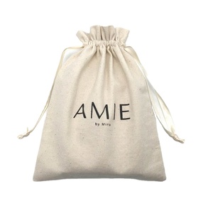 Sac en coton mousseline personnalisé avec logo, sac à cordon en toile de coton écologique pour cadeau - Product Image 1