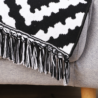 Tapis de chambre Tapis de sol à carreaux noir et blanc Tassel Woven