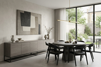 Buffet contemporain minimaliste à profil bas, console longue flottante pour salle à manger, meuble de rangement, vente en gros