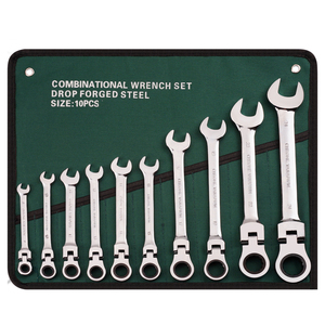 Dual-Purpose 10pcs Flex-Head <b>Ratcheting</b> Combination Wrench <b>Set</b> Auto Repair Tool Metric CRV <b>Spanner</b> <b>Set</b> - Product Image 1