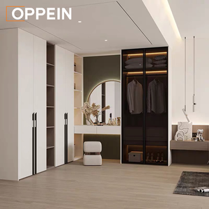 Oppein gỗ 6 cửa tủ quần áo tủ quần áo L hình phòng ngủ tủ quần áo thiết kế với bàn trang điểm gương - Product Image 1