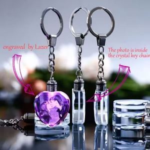 Factory <b>Cheap</b> Wholesale Blank <b>Crystal</b> Glass Keychains Custom 3d Laser Engraving Car Logo <b>Crystal</b> Led Key Chain - Product Image 5