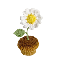 Mini plantes en pot en laine crochetées à la main, fleurs créatives en tricot, décorations florales pour Halloween, rentrée scolaire, Noël, fête des mères