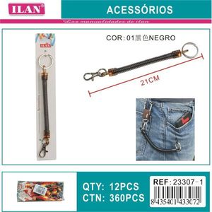 Portachiavi a molla Ilan 21 cm con gancio in metallo nero per chiavi e pantaloni - Product Image 3