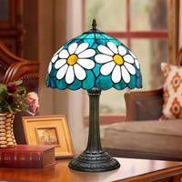   Lampe de table en verre teinté, 12 pouces de large, style marguerite, pour salon, chambre, dortoir, cuisine, décoration de la maison, cadeau de festival