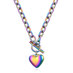 Pulsera de acero de titanio con colgante de corazón colorido para mujer, hebilla OT de 15MM, regalo de joyería de moda - Product Image 3