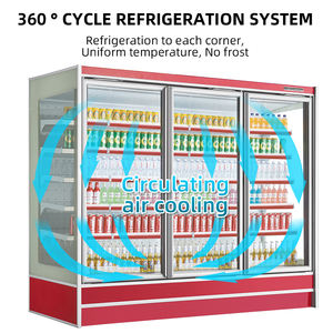 Compresor remoto de vitrina de cortina de aire vertical de frutas <span class=keywords><strong>y</strong></span> verduras con puerta de vidrio 3 METROS compresor exterior - Product Image 5