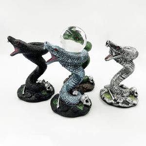 Venta al por mayor de fábrica pintura hecha a mano artesanías de resina serpiente venenosa bola de cristal Base bandeja recuerdos creativos Decoración - Product Image 3
