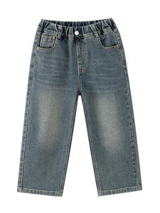 กางเกงผ้าฝ้ายขากว้างแห้งเร็วสำหรับเด็กผ้าเดนิมซักปานกลางแนวย้อนยุคสำหรับ100% ฤดูใบไม้ร่วง - Product Image 5