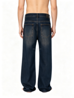 Jeans en denim délavé effet vieilli coupe ample et large pour homme – Vente en gros de vêtements personnalisés pour hommes