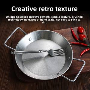 Olla de <span class=keywords><strong>paella</strong></span> española vintage con doble asa de acero inoxidable, plato de ensalada de <span class=keywords><strong>pasta</strong></span> de estilo coreano, sartenes de cocina - Product Image 2