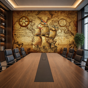 Retro Große Weltkarte Wandbild Premium Öl-Leinwand Wasserfeste Tapete für Studierzimmer, Bibliothek und Gewerbliche Innenräume - Product Image 4